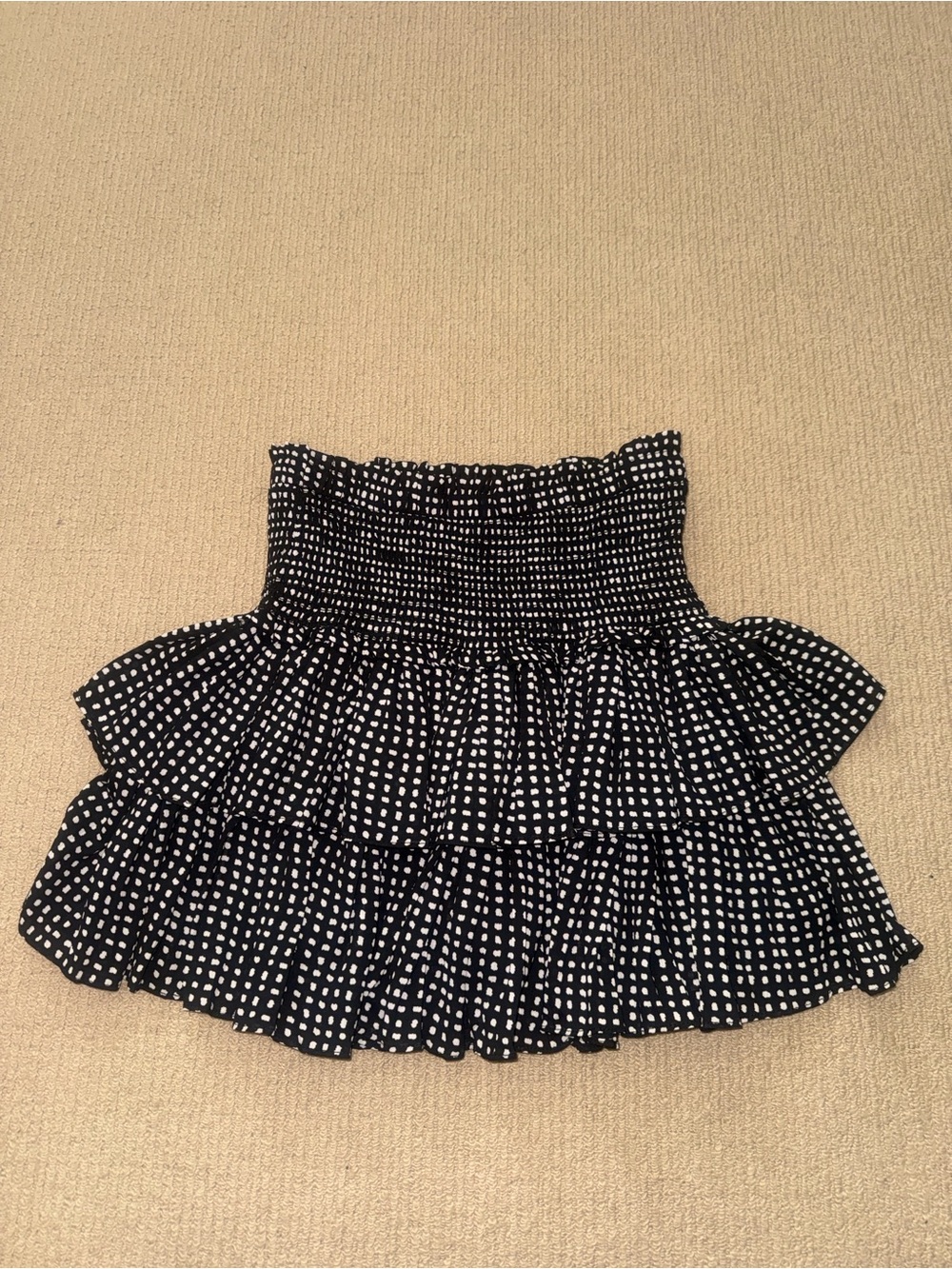 Black and White Tiered Mini Skirt